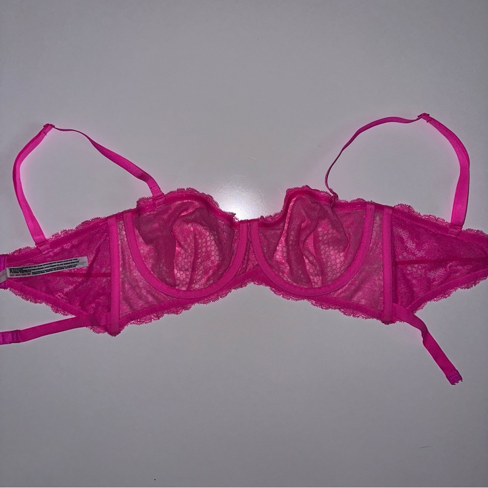 Intimately Free People Neon Pink Lace Underwire Bra Size 34D Like New! - Picture 7 of 9